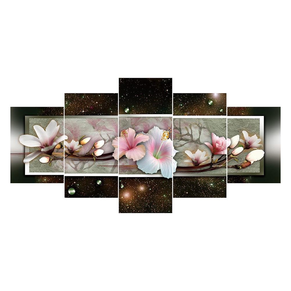 5Pcs Combinations Full Round Diamond Painting Flower （95*45cm）