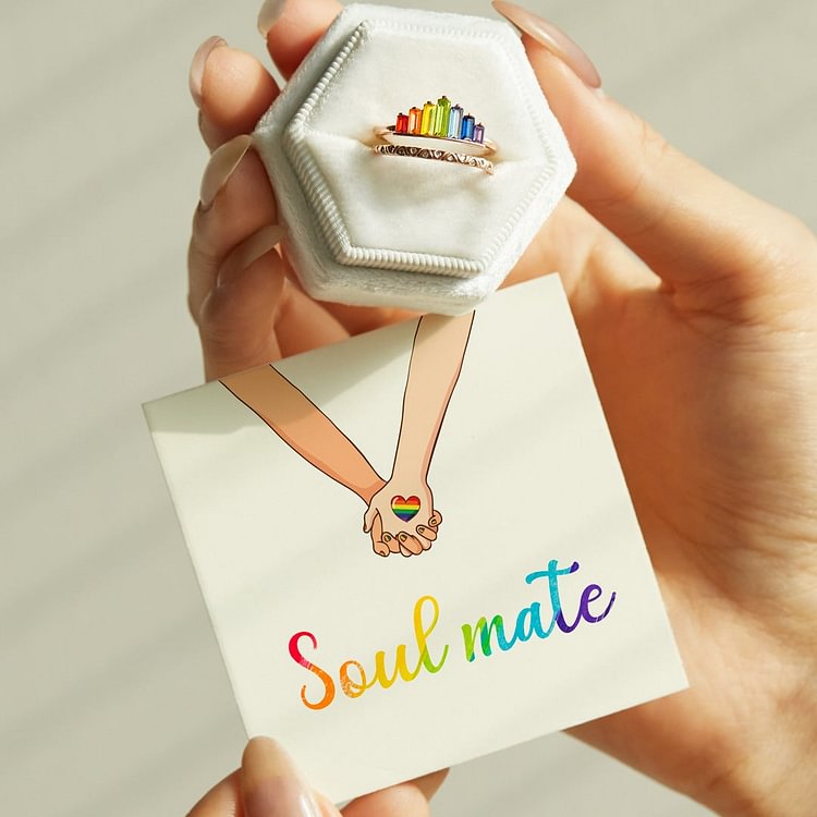 Soul Mate Double Band Rainbow Ring