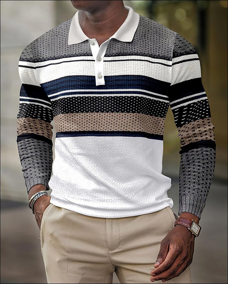 BrosWear Fashion Men's Colorblock Casual Line Polo Shirts