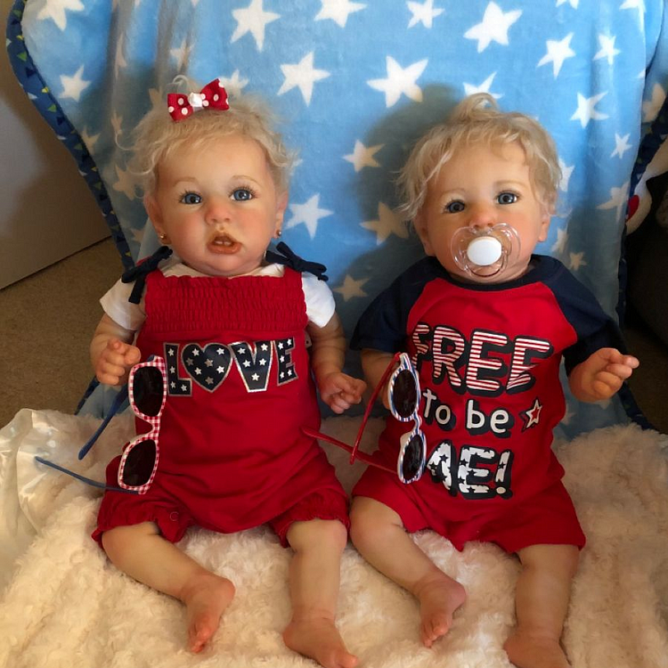  [Twins Girl and Boy]20'' Realistic Reborn Toddler Silicone Baby, Quality Realistic Handmade Newborn Dolls Tameka and Klein - Reborndollsshop.com-Reborndollsshop®