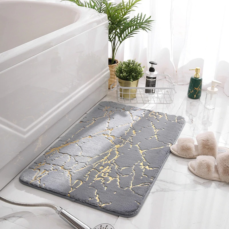 Ultra-soft Fabric Marble Bathroom Mat - vzzhome