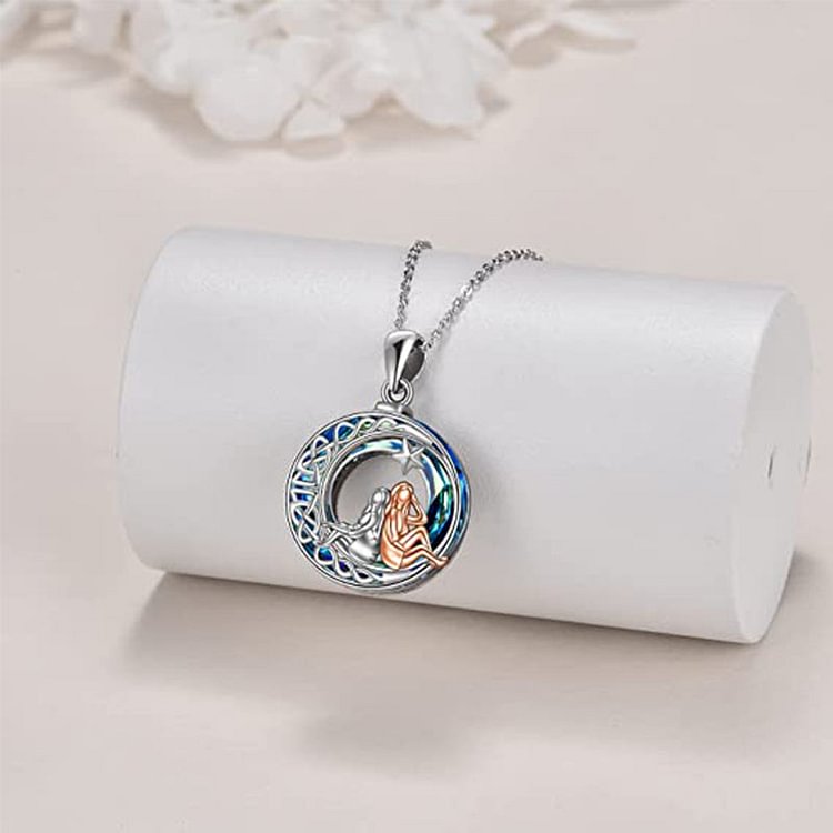 For Sister - S925 Sisters are Like Stars Sister Sterling Silver Moon Crystal Pendant Necklace