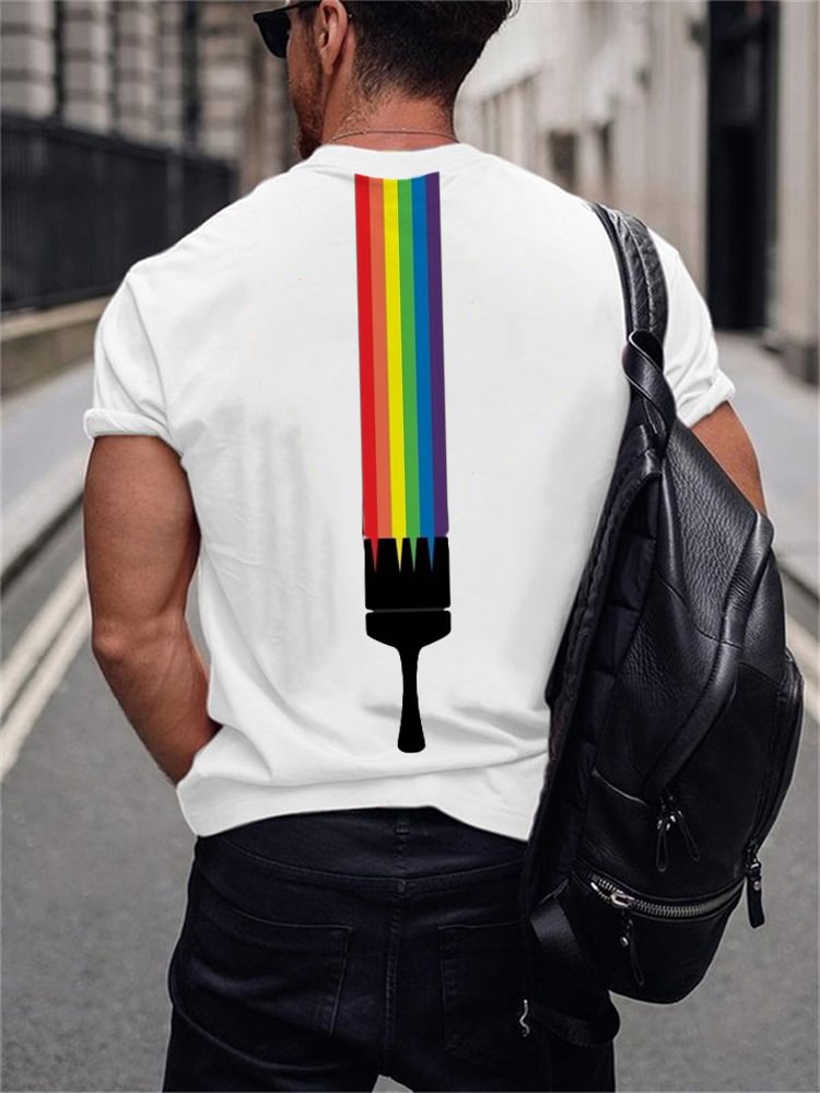 BrosWear Unique Rainbow Brush Graphic T Shirt