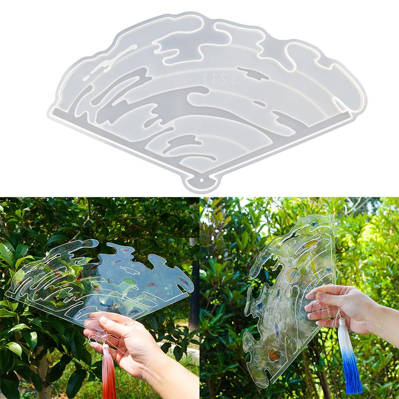 Summer Koi Water Shaped Fan Silicone Resin Mold (without Tassel)