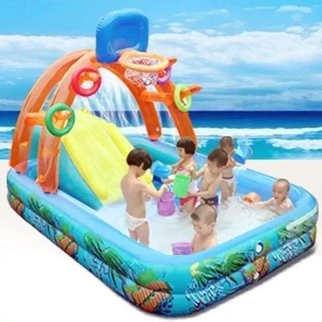 Inflatable Swimming pool with Slide for Kids PVC Inflatable Jungle Play Center Kiddie Pool、、sdecorshop