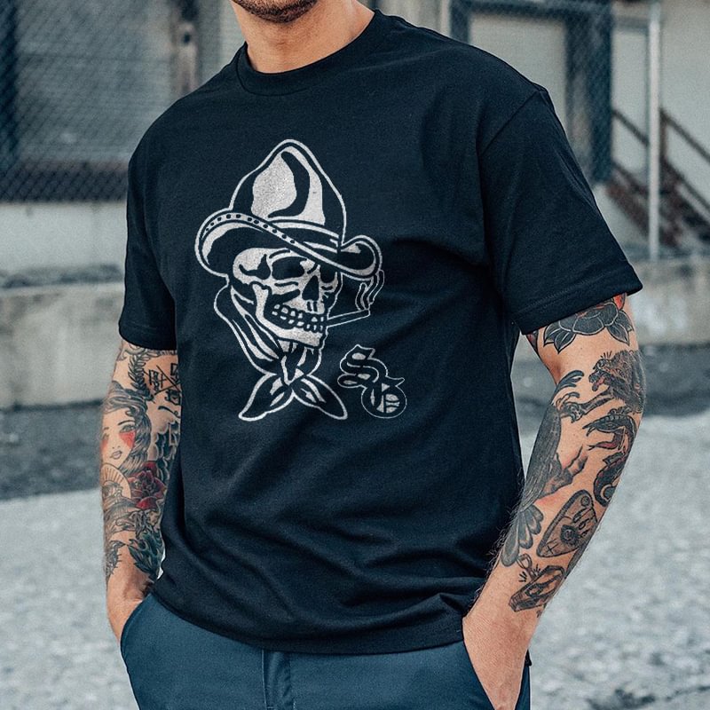 Men's Skull Printed Short Sleeves T-shirt -  UPRANDY