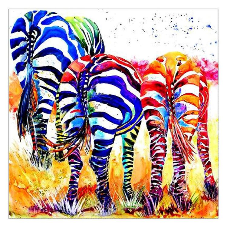 Colorful Zebra Round Full Drill Diamond Painting 30X30CM(Canvas) gbfke