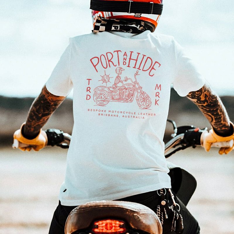 Port and hide skull rider print designer t-shirt - Krazyskull