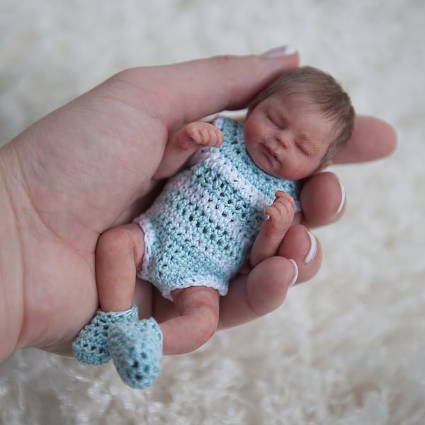 Miniature Doll Sleeping Full Body Silicone Reborn Baby Doll, 5 Inches Realistic Newborn Baby Doll Girl Named Zoey