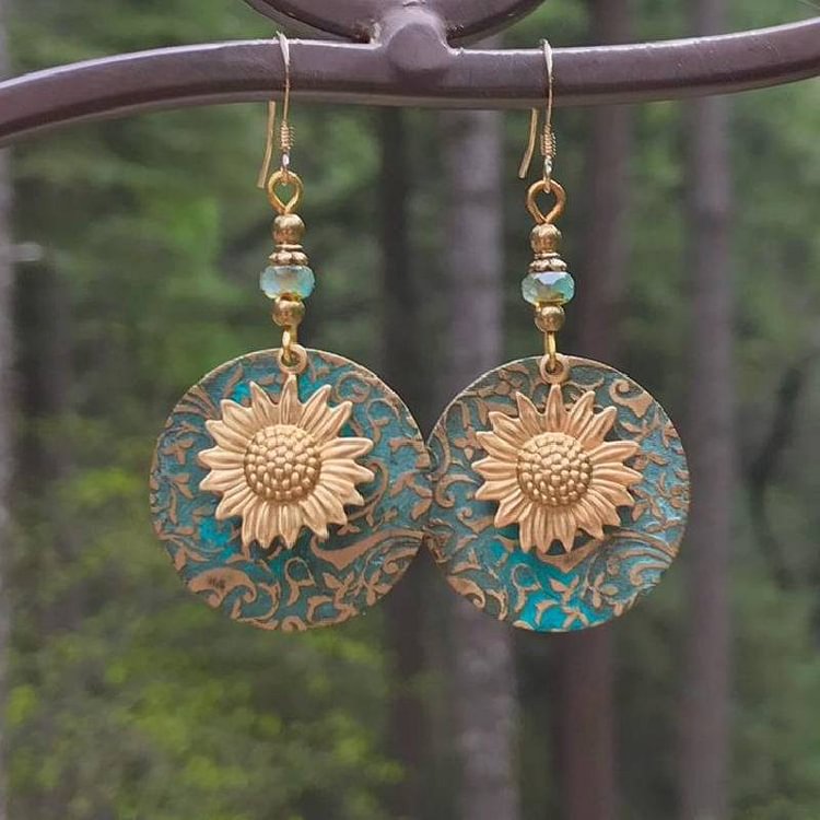 Vintage Bohemian Sunflower Delicate Pattern Earrings-Mayoulove