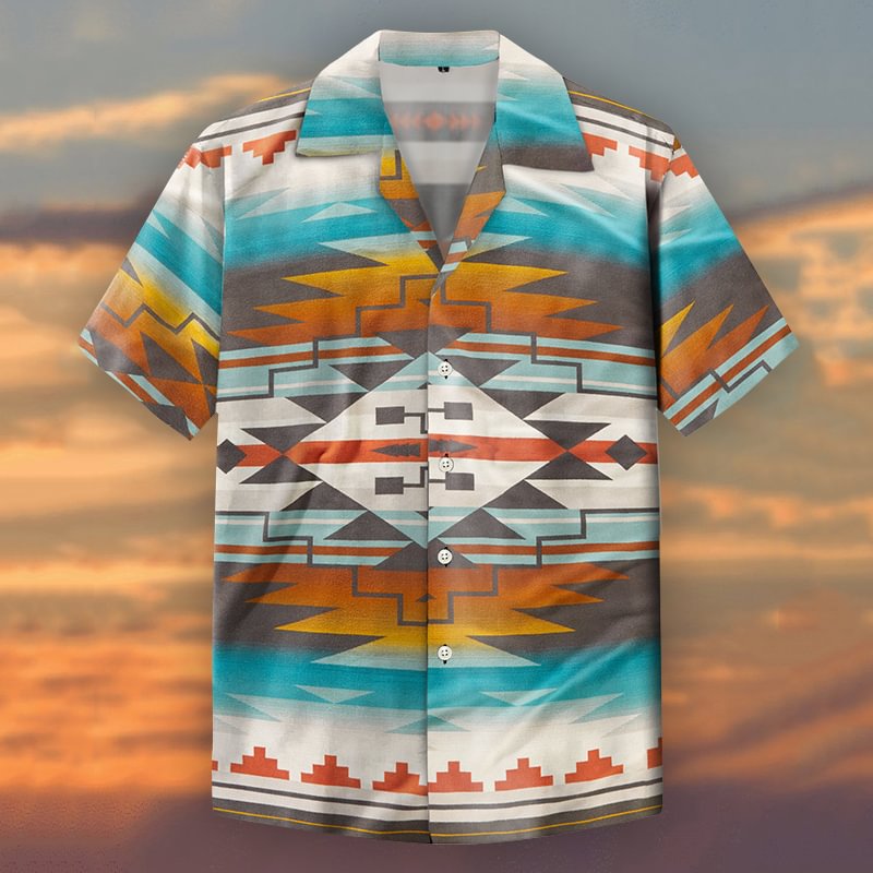 Geometric print summer beach men's shirt - Krazyskull