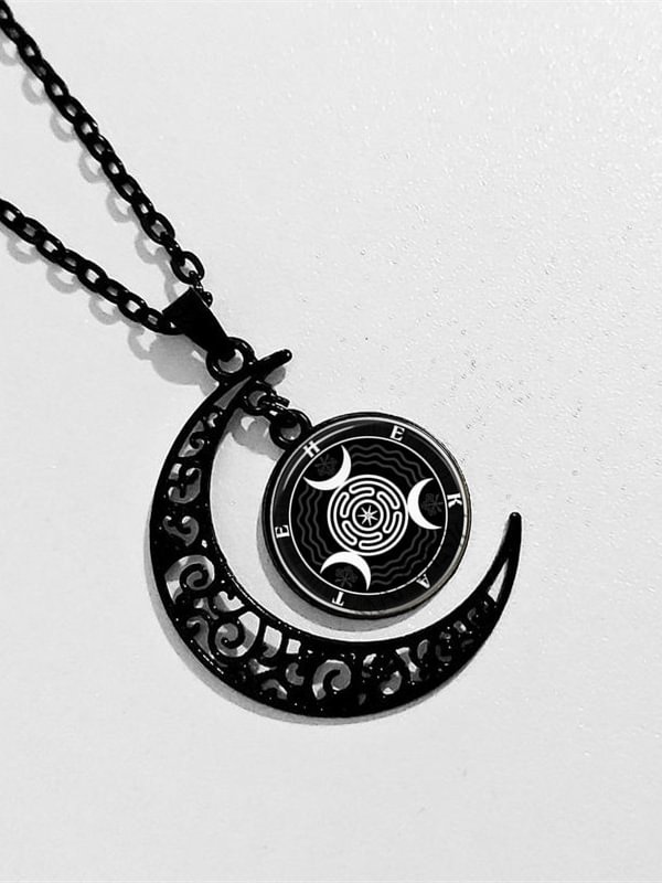 Gothic Dark Cutout Moon Necklace