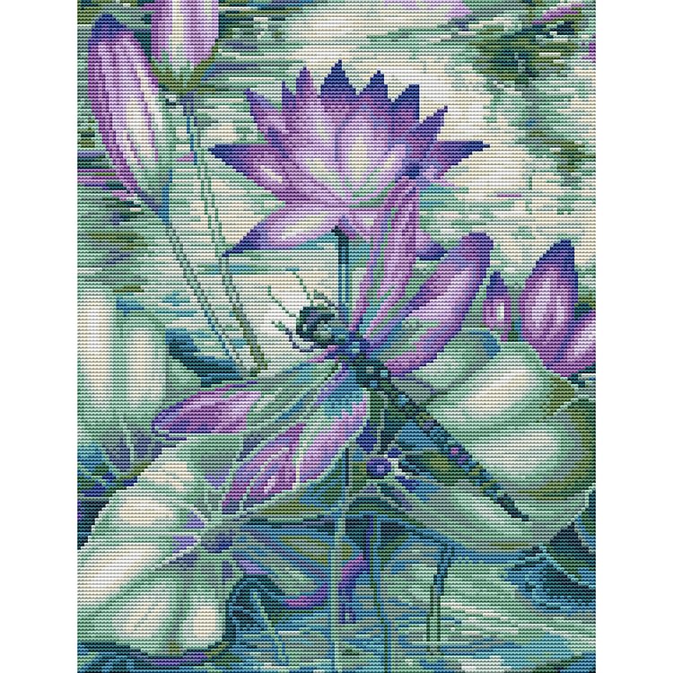 (Counted/Stamped)Lotus Dragonfly - 3 Strands Cross Stitch 50*40CM