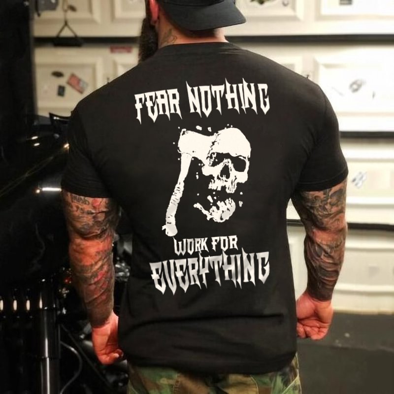 Livereid Fear nothing skull hatchet printed designer short-sleeved T-shirt - Livereid