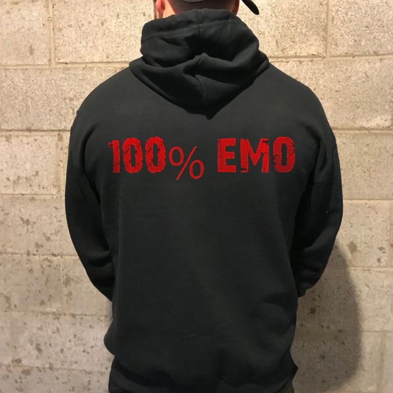 100% Emo Distressed Printed Fashion Men’s Hoodie - Krazyskull