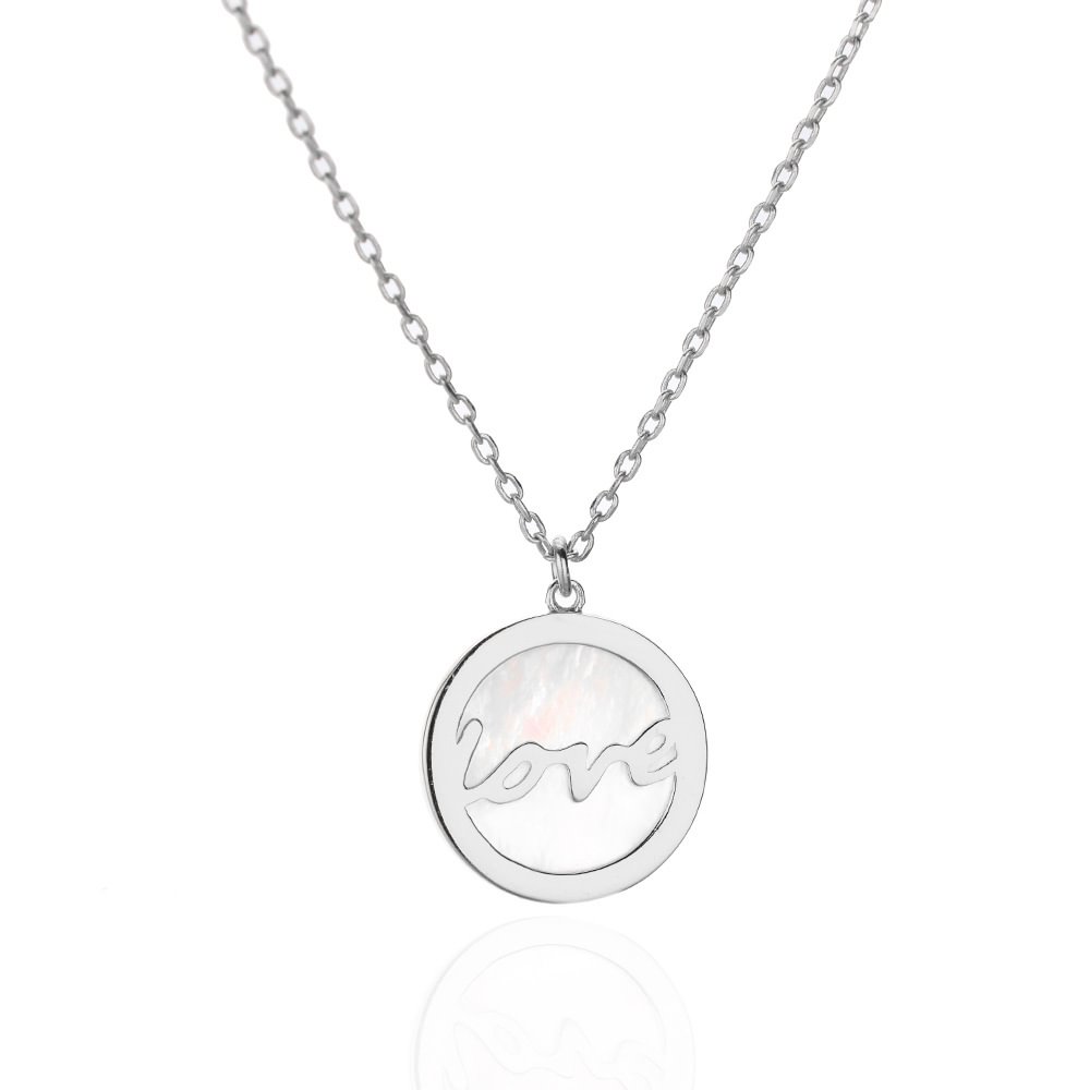 Dainty Love Letter Shell Silver Necklace for Women