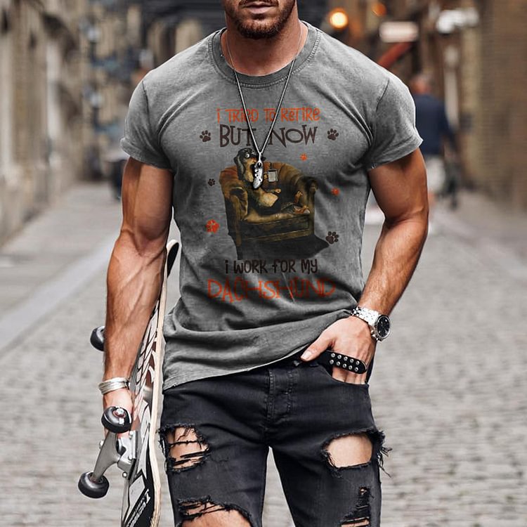 BrosWear Men's Dog Pattern Short Sleeve T-Shirt
