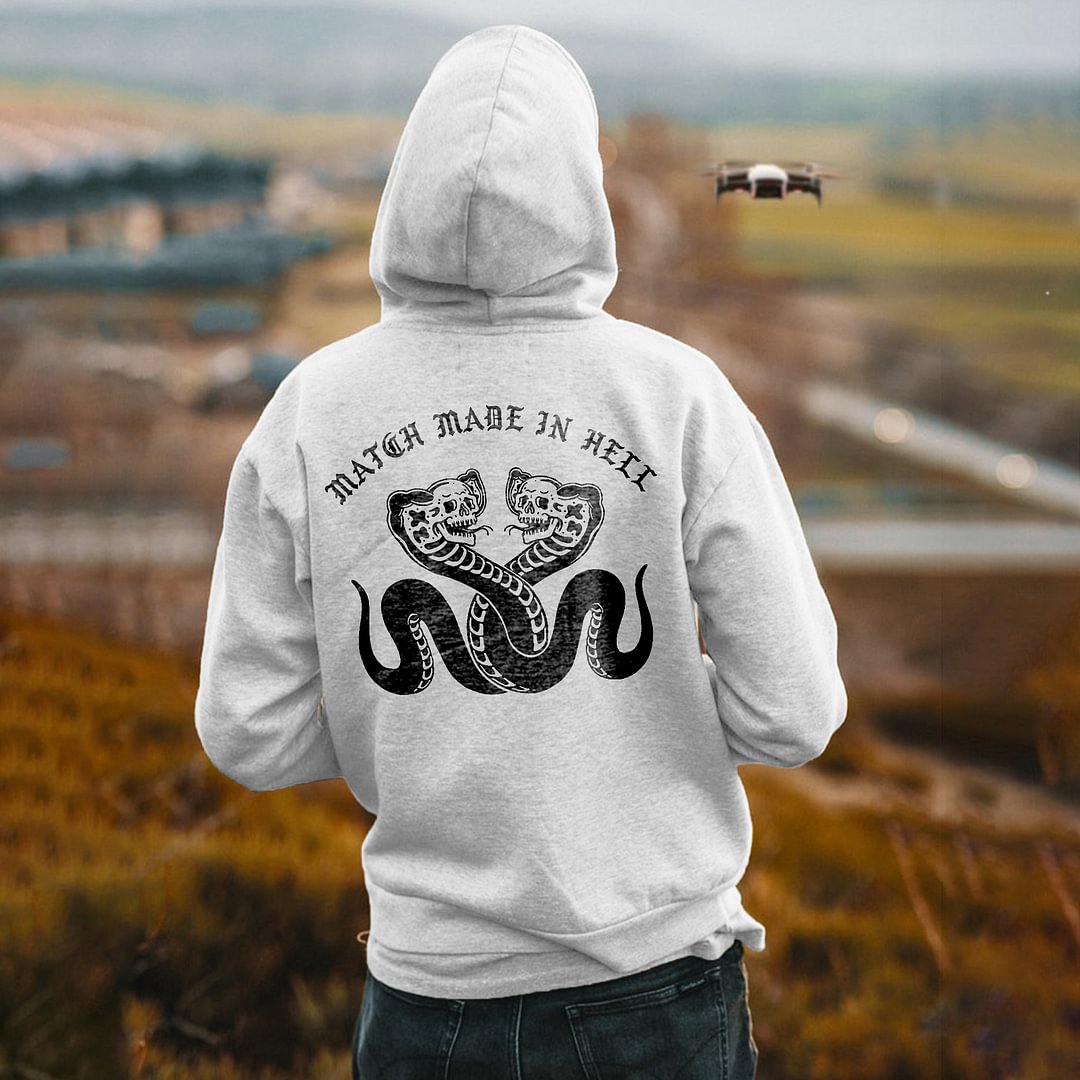UPRANDY Match Made In Hell Snake And Skull Printed Men's Hoodie -  UPRANDY