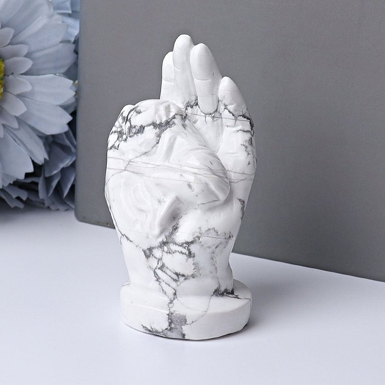 3" Howlite Hand with Sleeping Kid Crystal Carvings Model Bulk Crystal wholesale suppliers