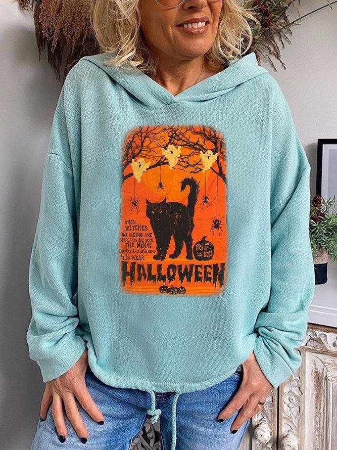 Blue Hoodie Casual Halloween Sweatshirt