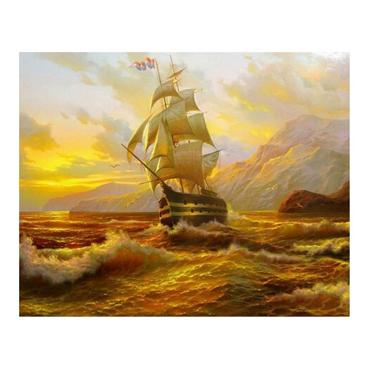 Sailing Ship - Square Drill Diamond Painting - 37x30cm(Canvas)