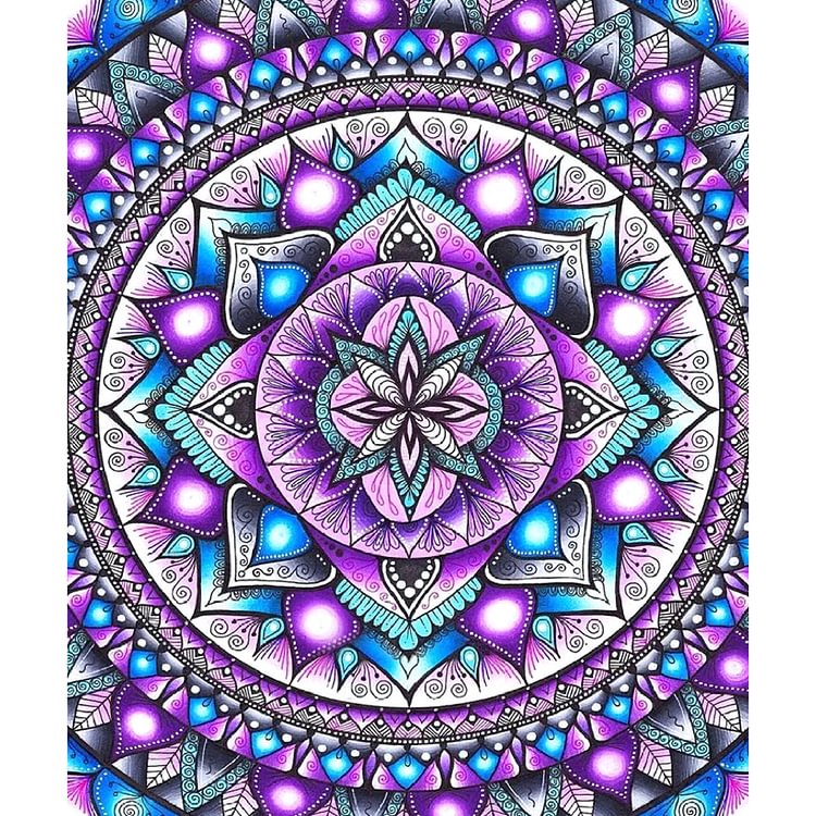 Purple Mandala - Round Drill Diamond Painting - 30*35CM
