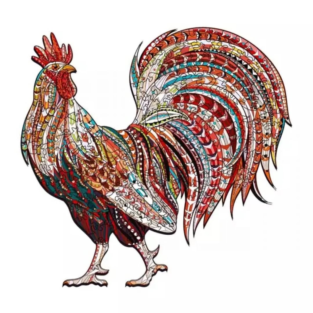 Wooden Jigsaw Puzzle Strong Rooster、bestdiys、sdecorshop