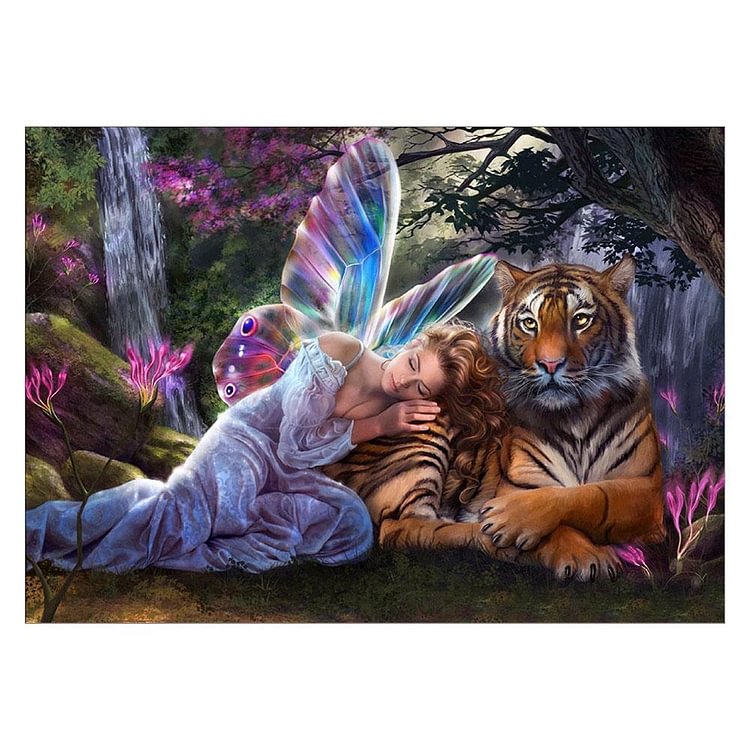 Tiger Fairies - Square Drill Diamond Painting - 40x30cm(Canvas)