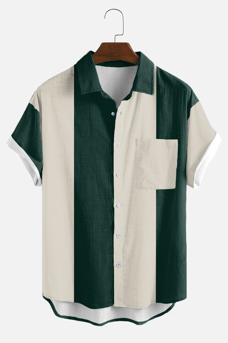 BrosWear Green Contrast Short Sleeve Shirt