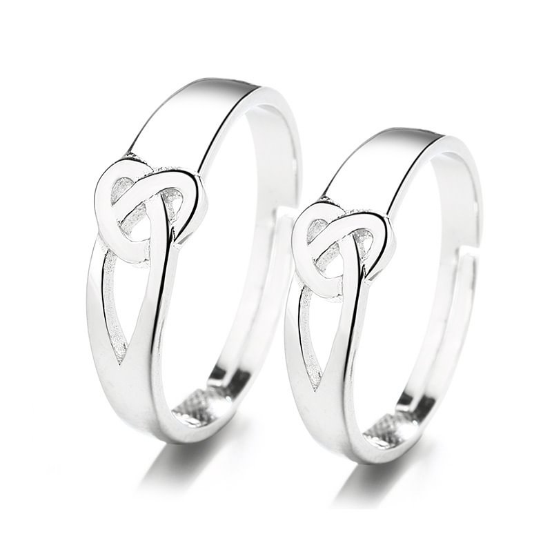Simple Wedding Heart-Shaped Adjustable Couple Rings
