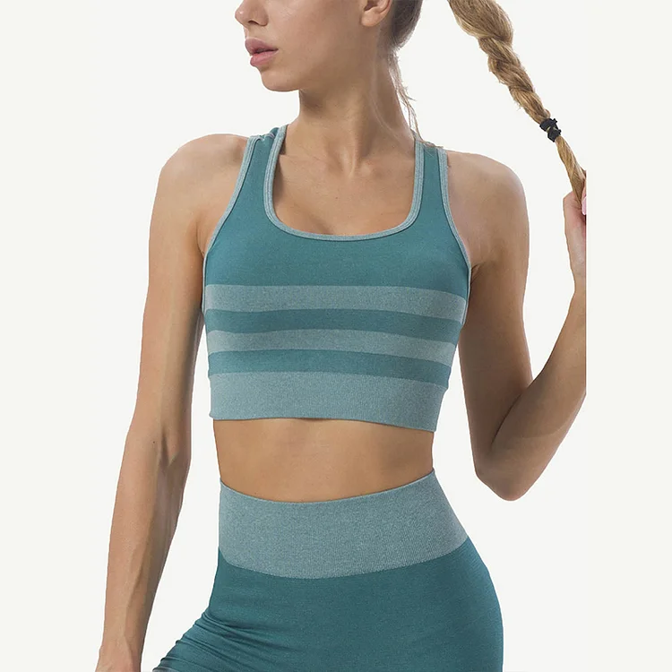 Green Seamless Knitting Bra Shorts Yoga Gymwear Fashion Sports Suits