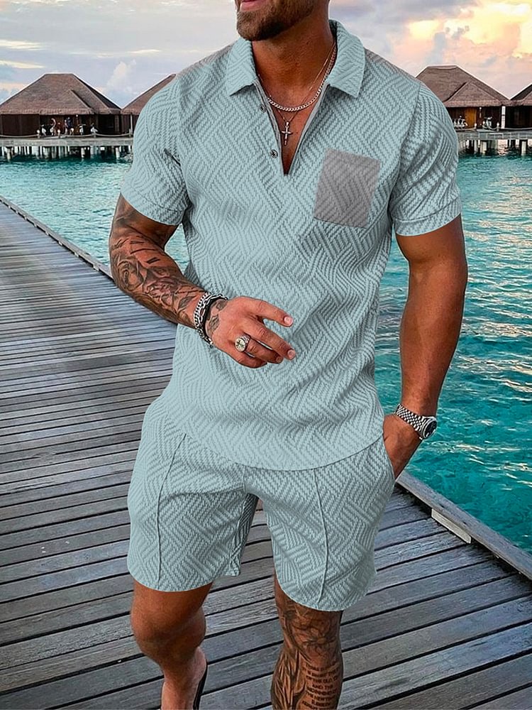 Men's Solid Color Printing Casual Suit