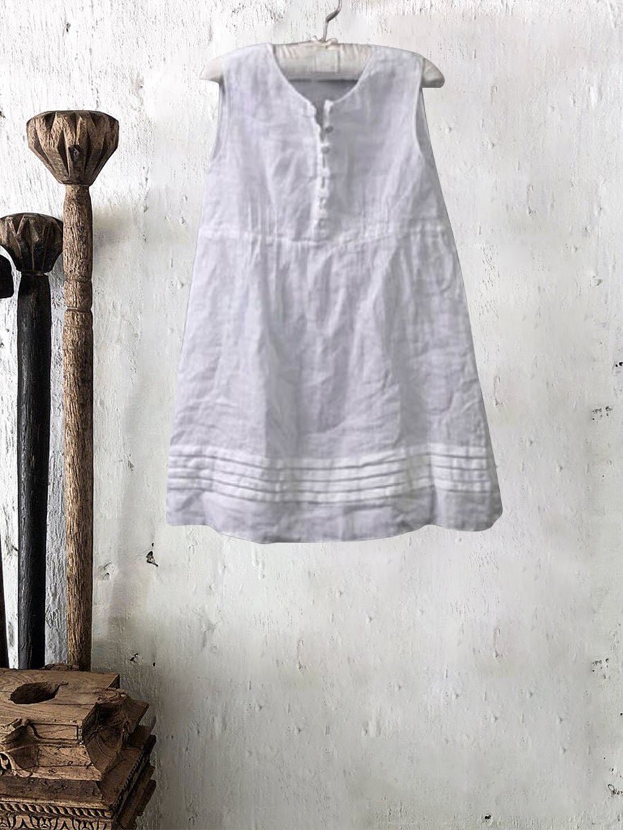 Sleeveless Casual Solid Color Linen Blouse