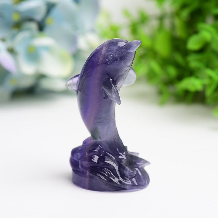 3.5" Fluorite Dolphin Crystal Carving Free Form Bulk Wholesale