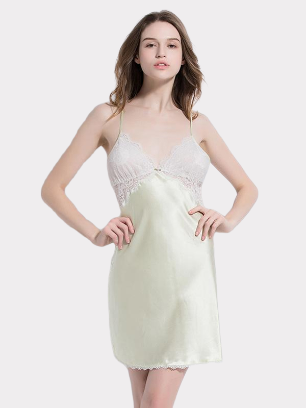 19 Momme Chic Lace Silk Nightgown | Two Colors Selected-Real Silk Life