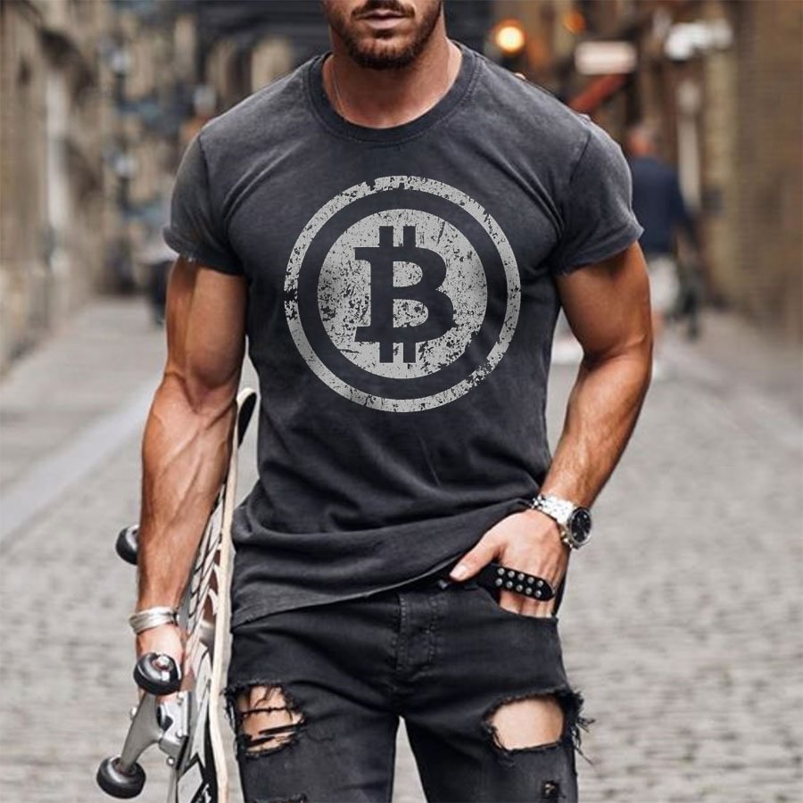 Bitcoin print casual T-shirt / [viawink] /