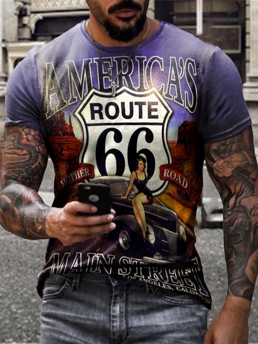 Retro 66 road print T-shirt / [viawink] /