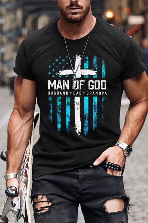 Tiboyz Man Of God Flag Short-Sleeved T-Shirt