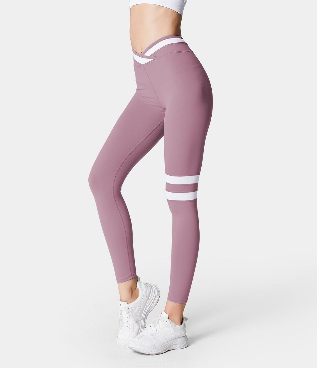 High Waisted Crossover Contrast 7/8 Leggings