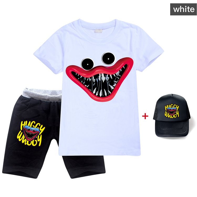 Mayoulove T-Shirt Suit For Boy/Girl Round Collar Short Sleeve Cotton Light Weight Cotton Christmas Gifts Spring T-Shirt With Shorts With Cap TXD1664+MAO-Mayoulove