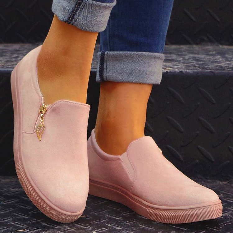 Women’s Fashionable Zipper Flat-Soled Comfortable Casual Shoes