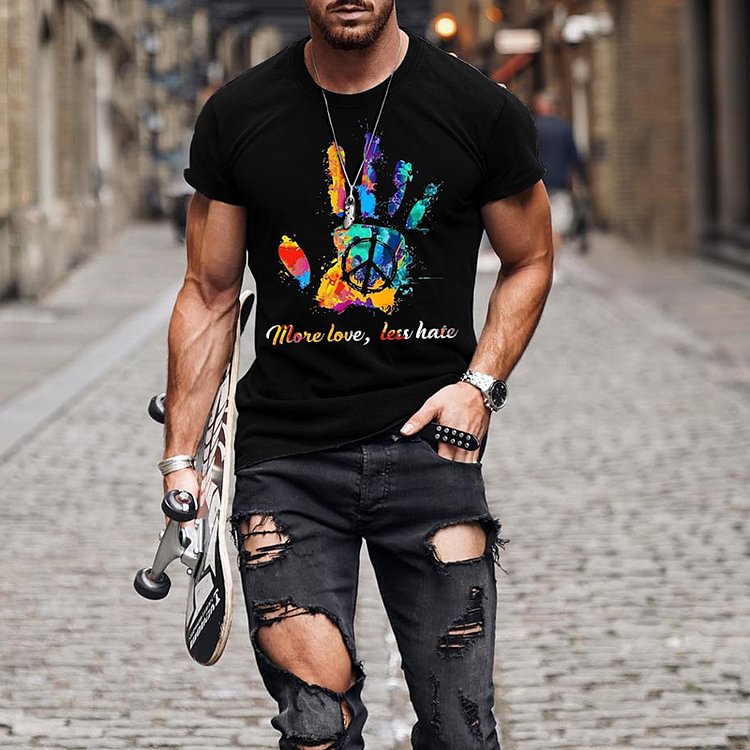 BrosWear Men's Cozy Stretch More Love Pattern T-Shirt