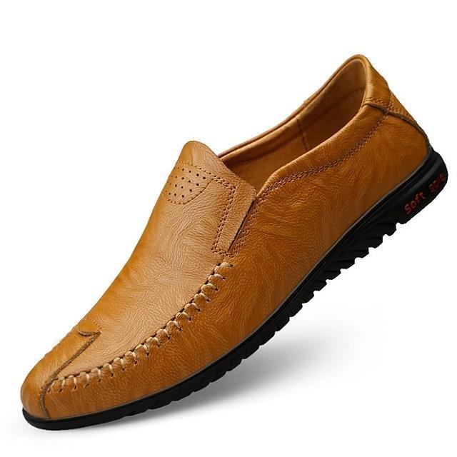 Men's Comfort Shoes Summer / Fall Daily Loafers & Slip-Ons Cowhide Light Brown / Dark Brown / Black-Corachic
