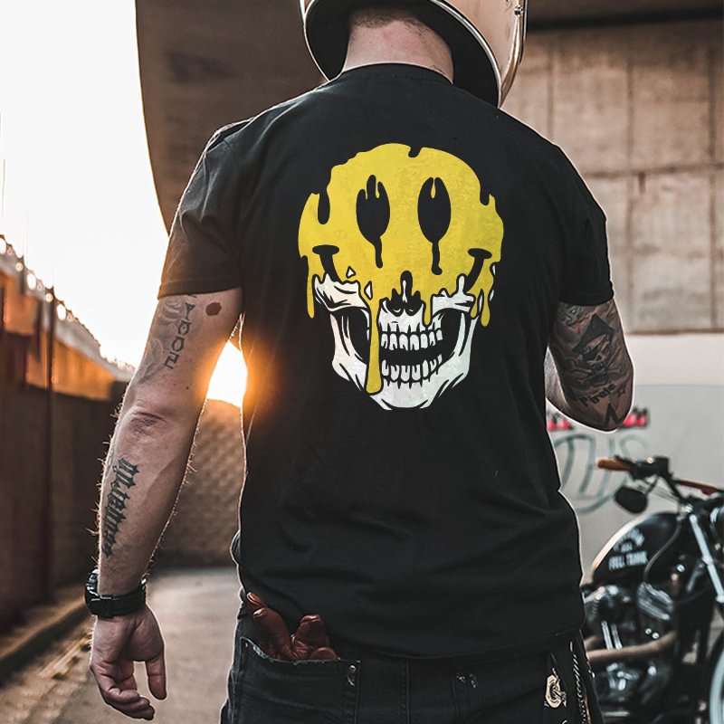 Skull Printed Men's Black T-shirt -  UPRANDY