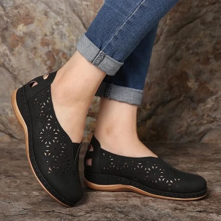 Women Orthopedic Vintage Faux Leather Slip On Shoes
