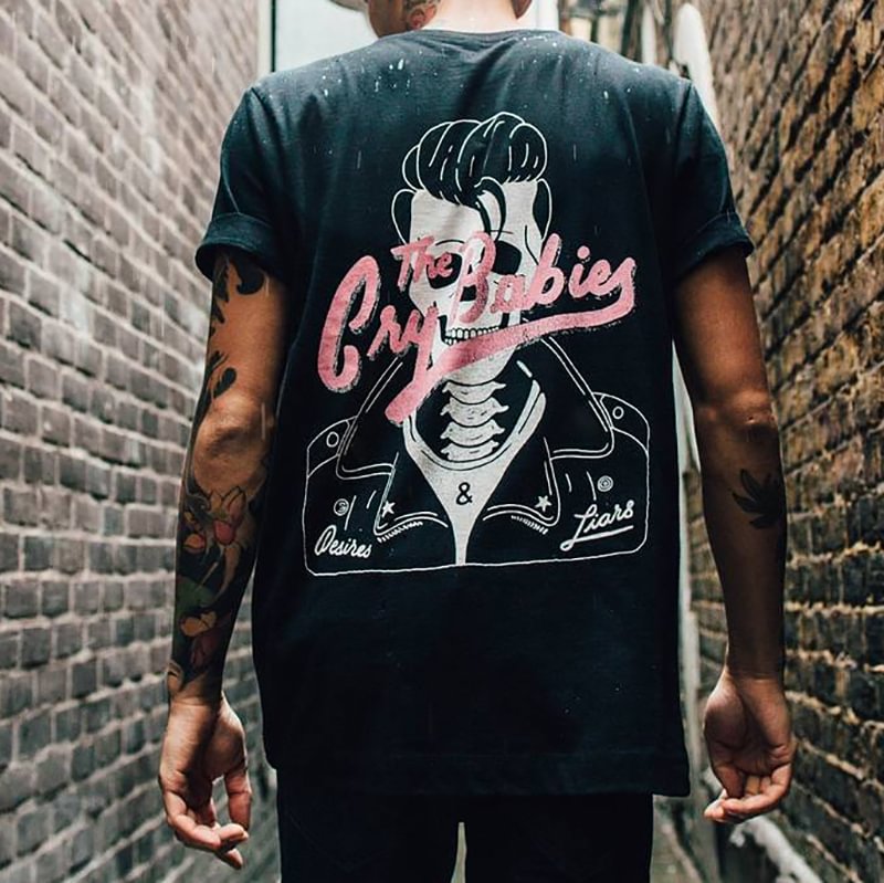 Cloeinc Retro street style skull print t-shirt - Cloeinc