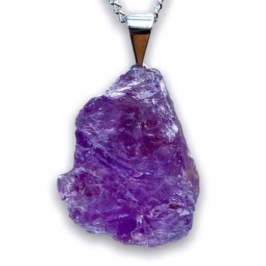 Raw Amethyst Pendant Necklace-Mayoulove