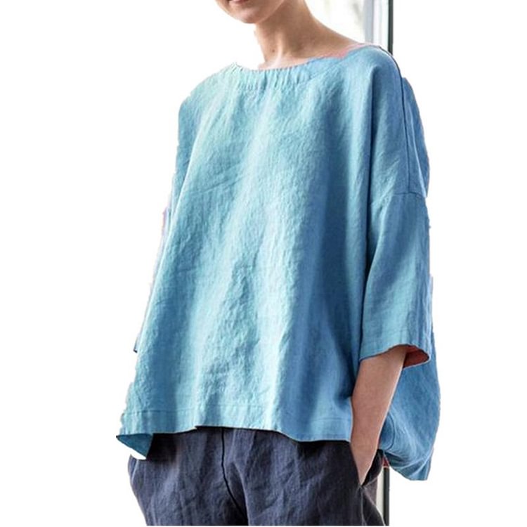 Cotton Linen Solid Casual Women's T-shirt O-Neck Short Sleeve Autumn Streetwear Ladies Tee Tops 