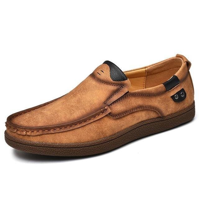 Split Leather Men's Loafers Shoes Breathable Driving Oxfords Shoes Flats Moccasins Shoes-Corachic