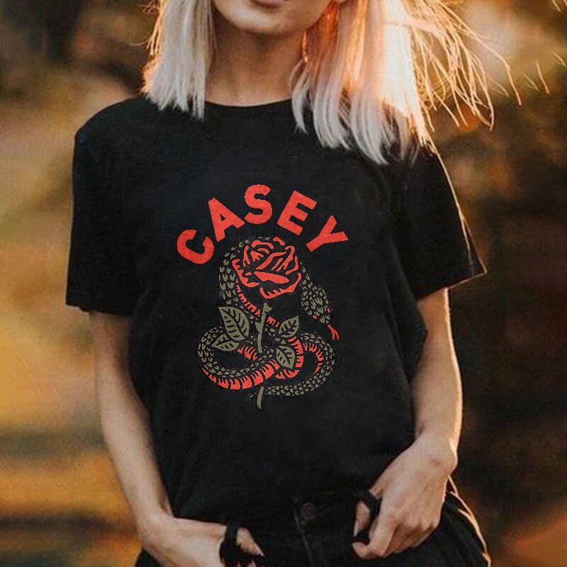 Skull snake print short-sleeved T-shirt designer - Krazyskull